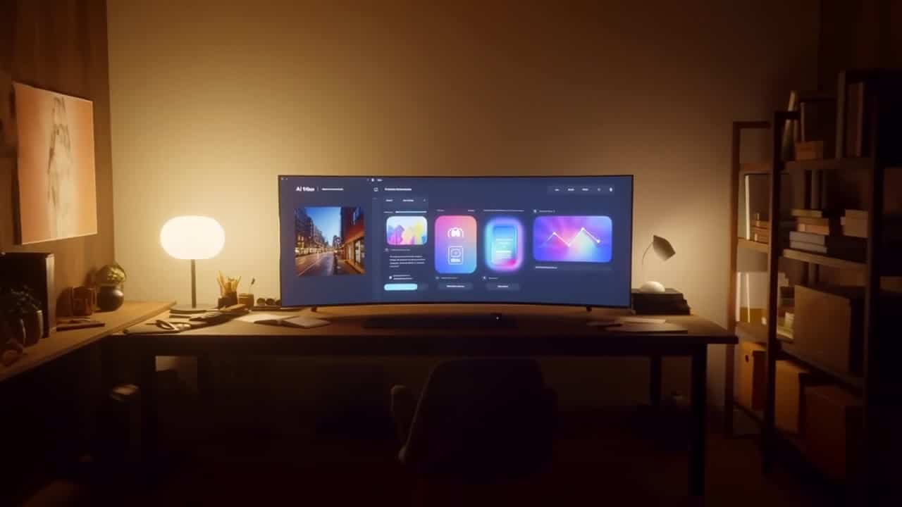 MiniMax Hailuo 02 Standard AI video example: A cinematic 10-second shot in 16:9. At night, the camera flies smoothly through a modern cit...
