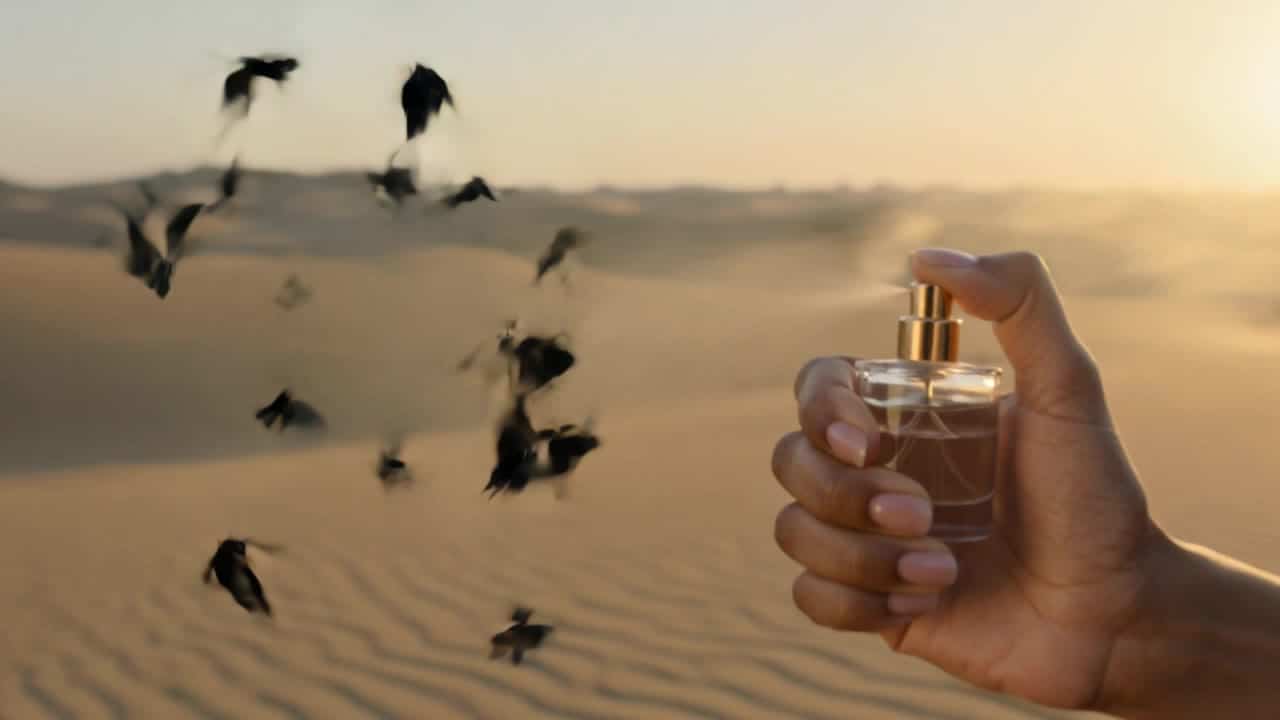 Kling 3 Standard AI video example: A premium 12-second luxury perfume commercial. Character: A mysterious woman in a black silk dress, st...