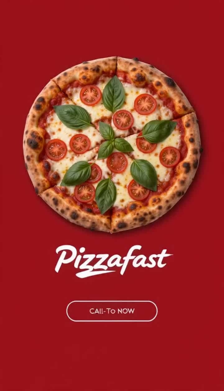 Seedance 2.0 Fast AI video example: Create a 10-second vertical 9:16 social ad for Pizzafast pizzeria in New York. Subject: a fast, fresh...