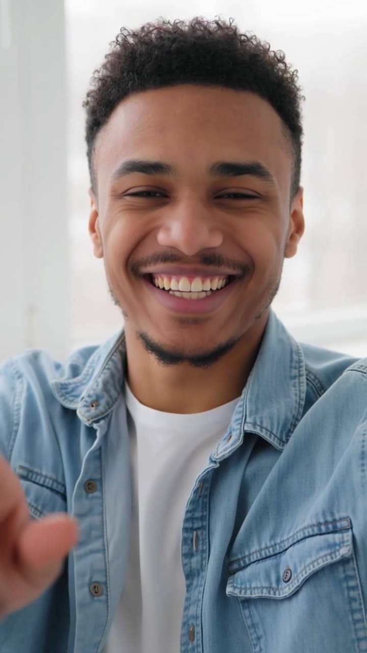 Exemple video IA Luma Ray 2 Flash: Vertical 9:16 TikTok-style UGC selfie video, handheld smartphone feel, natural indoor daylight near a...