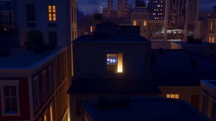 Exemple video IA MiniMax Hailuo 02 Standard: A cinematic 10-second shot in 16:9. At night, the camera flies smoothly through a modern cit...