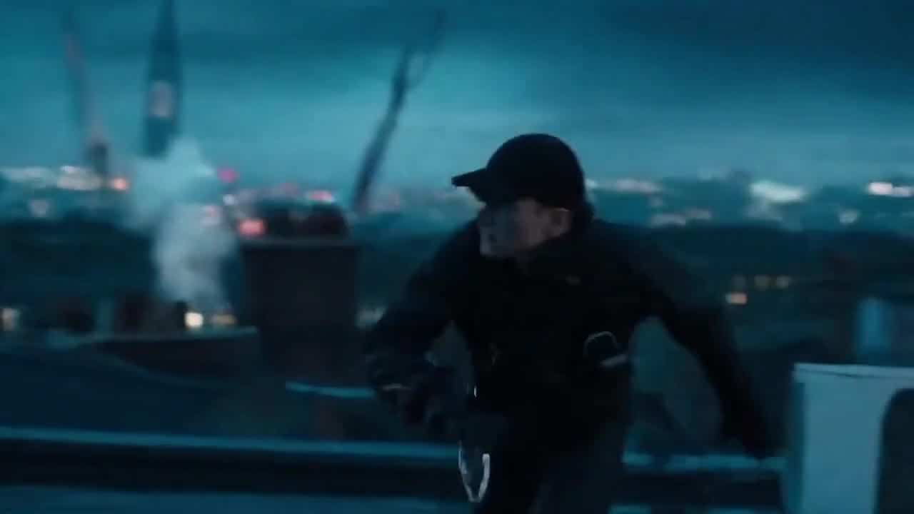 OpenAI Sora 2 AI video example: TITLE: High-stakes rooftop chase (Mission-Impossible energy, no brands) SETTINGS: 16:9, 1080p, 24fps, cin...