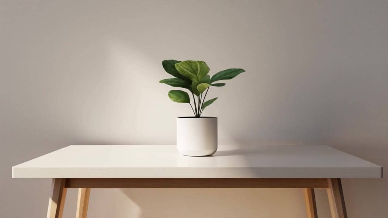 MiniMax Hailuo 02 Standard (Text to Video) AI video example: Minimal desk scene; a plant ‘breathes’ subtly; gentle morning light; seamles...