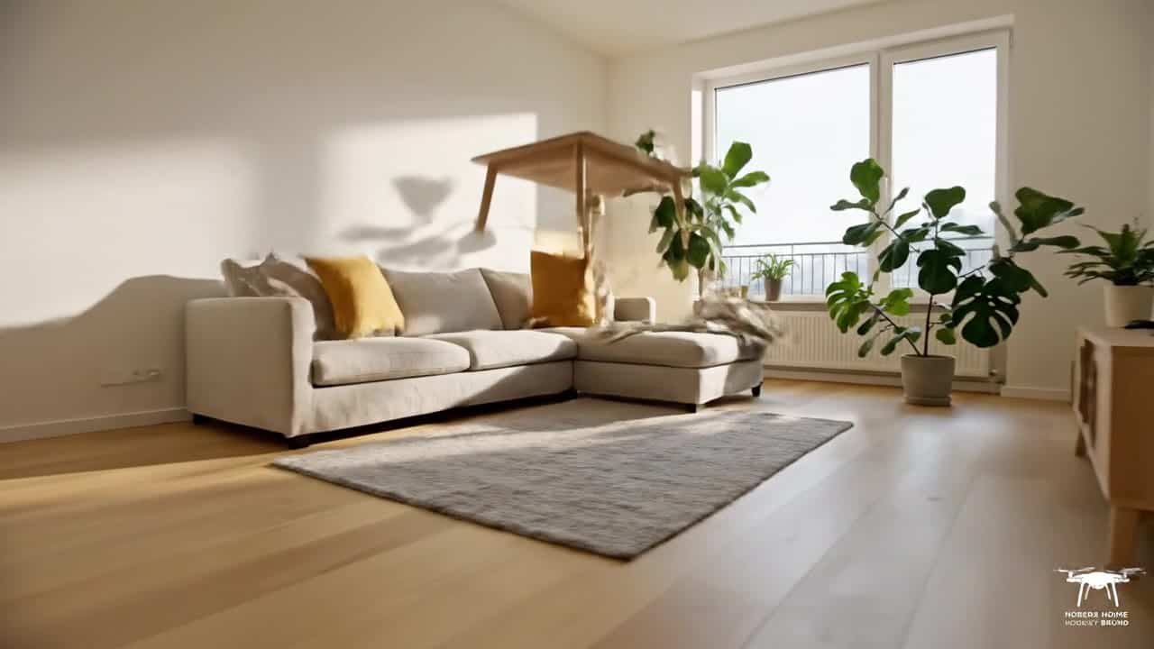 Google Veo 3.1 Fast AI video example: Cinematic 8-second TV commercial in 16:9 with sound. From a tiny FPV-style camera flying indoors, w...