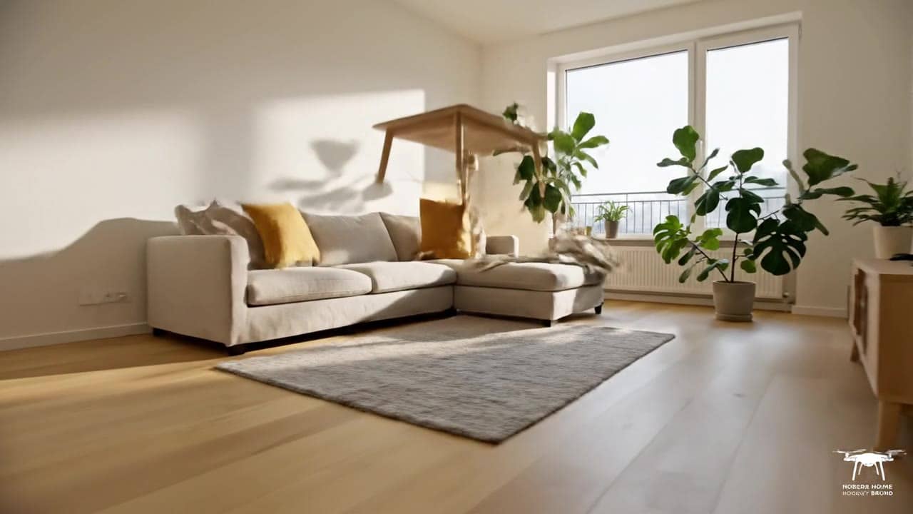 MaxVideoAI Google Veo 3.1 Fast example – Cinematic 8-second TV commercial in 16:9 with sound. From a tiny FPV-style camera flying indoors, we explore a bright, modern apartment. At…