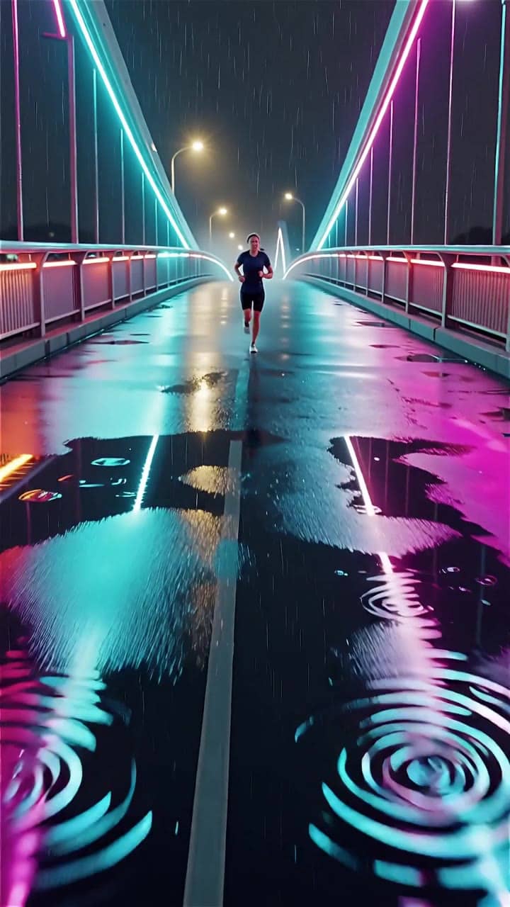 MaxVideoAI Wan 2.5 Text & Image to Video example – 10s vertical shot of a fitness smartwatch on a runner’s wrist, timed to an energetic electronic track. Start: close-up on beat one…