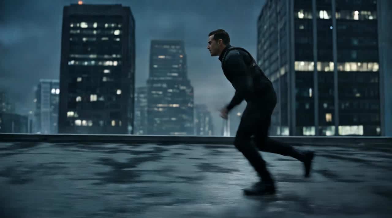 Kling 3 Pro AI video example: Use the uploaded storyboard grid as the main visual reference and preserve its live-action cinematic realis...