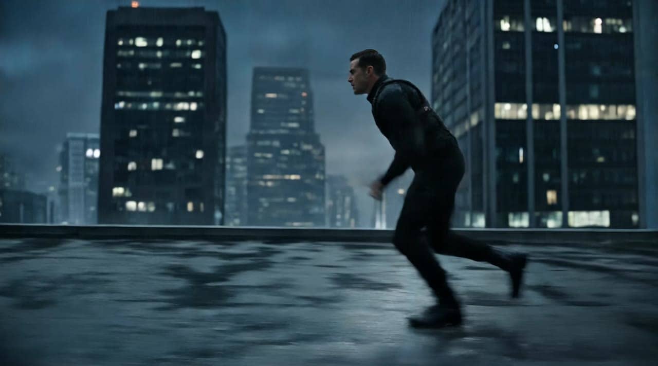 Kling 3 Pro AI video example: Use the uploaded storyboard grid as the main visual reference and preserve its live-action cinematic realis...