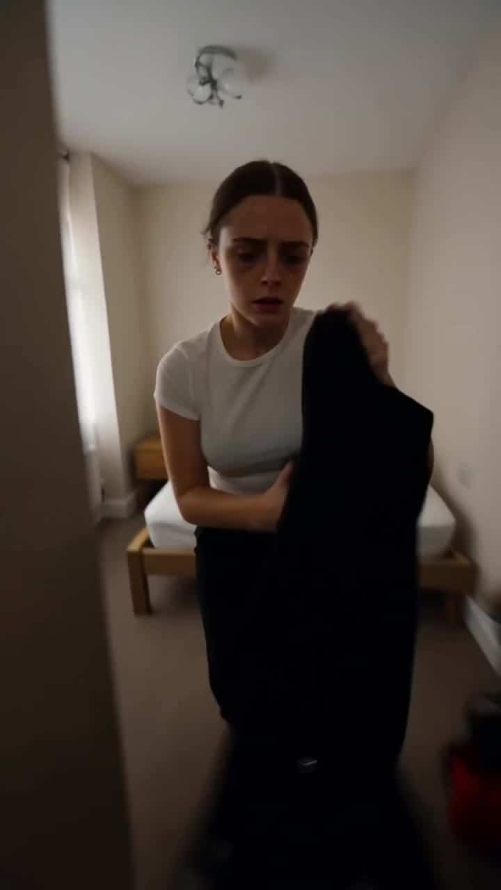 Seedance 2.0 AI video example: ultra-realistic cinematic short film, **12-second seamless loop**, vertical **9:16**, one exhausted urban...