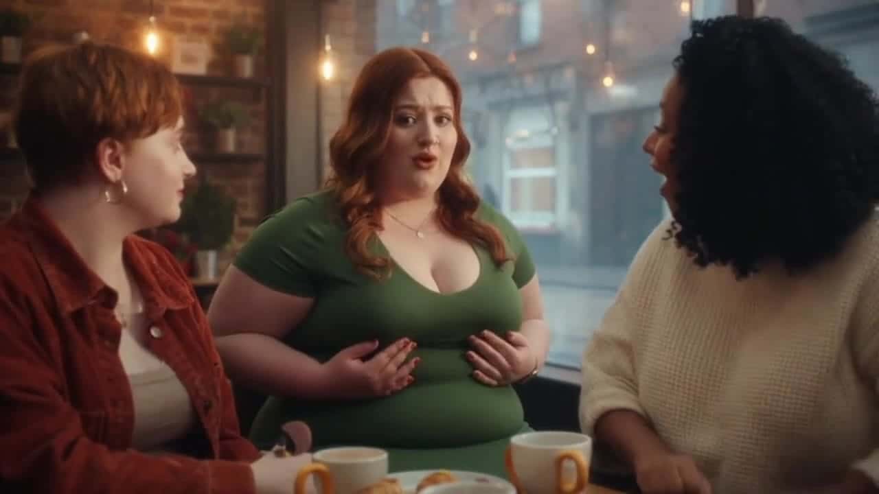 Ejemplo de video IA de OpenAI Sora 2: Can you create a video about a young Scottish plus-size woman in her 20s wearing a low cut body con...