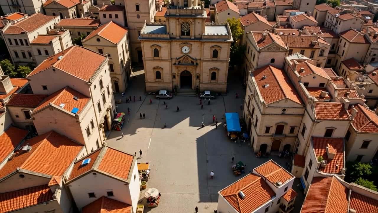 Pika 2.2 Text & Image to Video AI video example: drone view of an old city